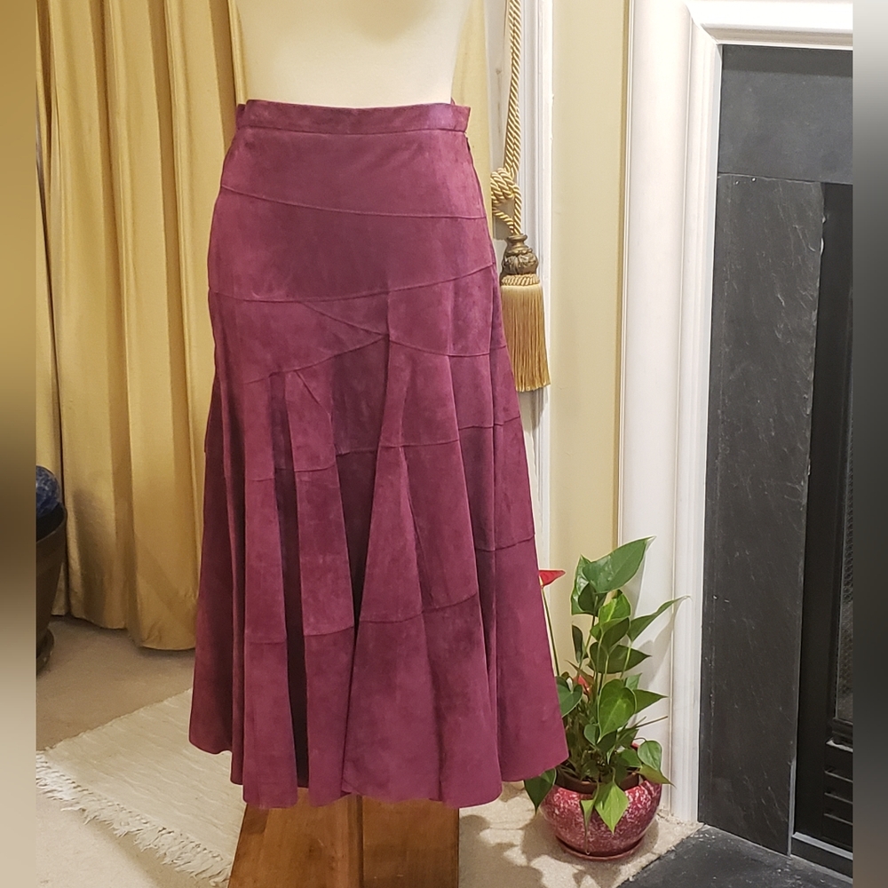 Terry Lewis Suede Flared Skirt 4P NWT